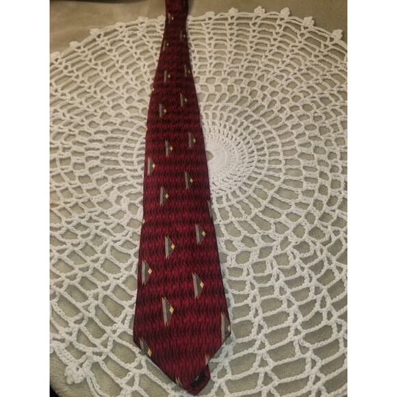 Graham & Lockwood London England Tie‎ Mens Red Silk Vintage Trendy - Picture 1 of 6